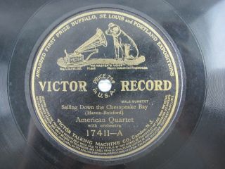 American Quartet Sailing Down Chesapeake Bay Mammy Jinny 17411 Victor 78 Rpm 10 "