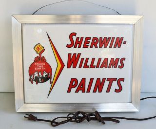 1950s Sherwin Williams Paint Light Up Sign With Bucket