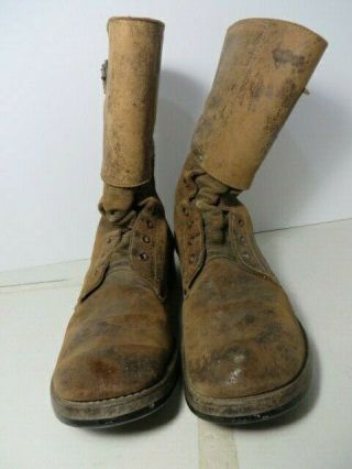 AUTHENTIC Pair WW2 WWII US Army Combat Boots Double Buckle sz9 named 2