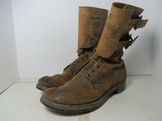 AUTHENTIC Pair WW2 WWII US Army Combat Boots Double Buckle sz9 named 3