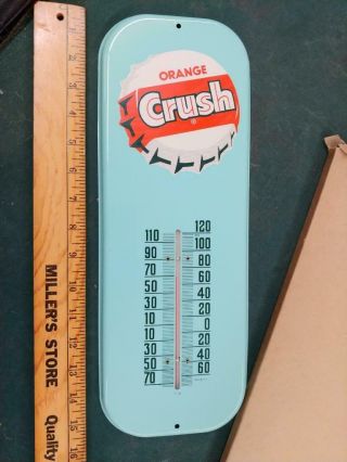 1950s/60s Orange Crush Tin Litho Thermometer Sign - 16x6 -