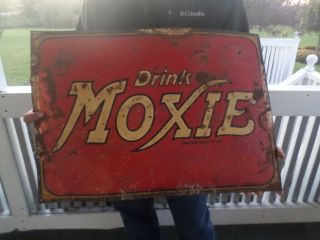 1930s Moxie Tin Embossed Soda Sign