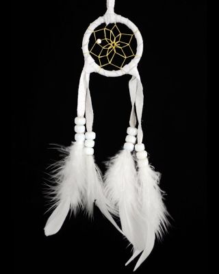 All White 2 Inch Navajo Dream Catcher With Certificate Of Authenticity