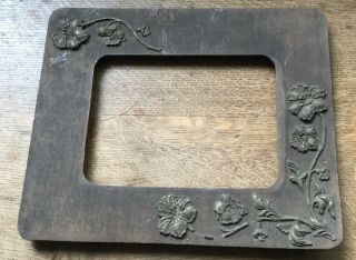 Circa 1900 Arts And Craft Wooden Picture Frame With Flower Detail Bargain L@@k