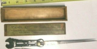 Vintage Antique Handy Kit No 76 Multi Tool Wood Box Wrench Saw