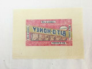 Vintage Bit - O - Honey Candy Bar Wrapper Circa 1950 2