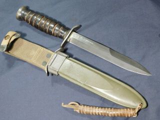 A,  Wwii Us M3 Trench Fighting Knife Imperial Blade Mrk In M8 Scbd Dagger