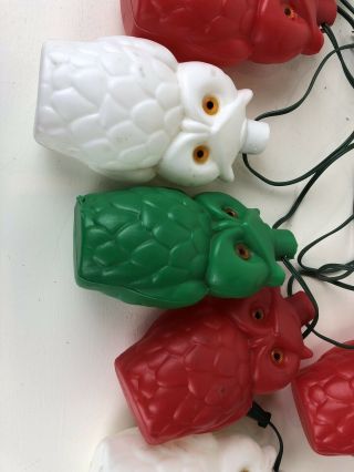 Vintage Retro 7 Blow Mold Owls Patio RV Party Lights String NOMA Style 2