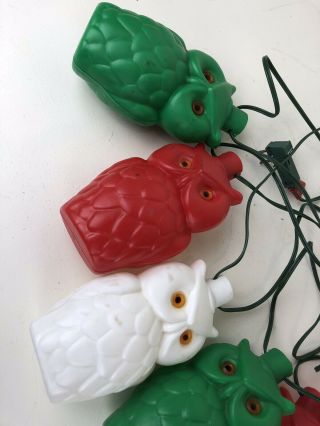 Vintage Retro 7 Blow Mold Owls Patio RV Party Lights String NOMA Style 3