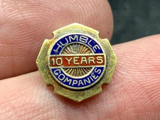 Humble Oil Companies 14k Gold Stunning Vintage 10 Years Of Service Award Pin.