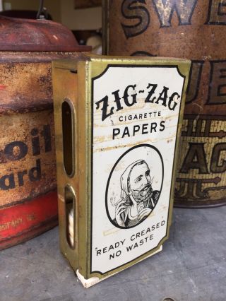 Vintage Zig Zag Cigarette Tobacco Advertisement Store Display Tin