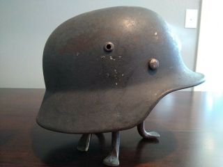 Ww2 German M35 Helmet With Steel Band And Rough Liner Paint Look