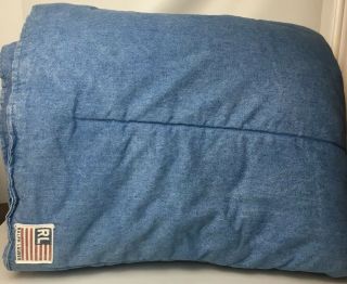 Vintage Ralph Lauren Denim Blue Jean Twin Comforter Bedspread Cotton Flag
