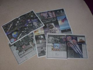 Apollo 11 Anniversary Newspaper Clippings Cuttings From Uk Newspaper