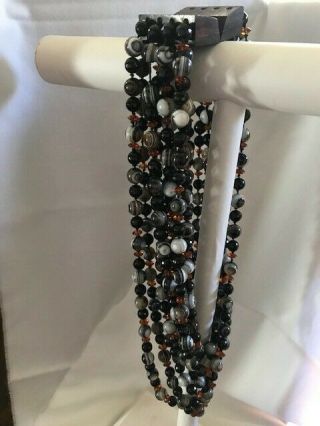 Patricia Von Musulin 8 Strand Gorgeous Agate And Crystal Necklace Estate Piece