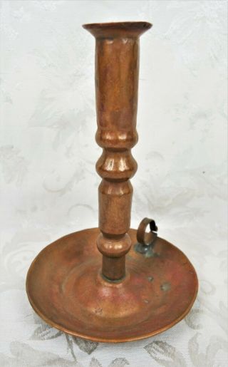 Arts And Crafts Hammered Copper Chamberstick In The Manner Of Gustav Stickley