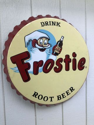 Vintage Frostie Root Beer Bottle Cap Metal Large Metal Sign Limited Ed.  1 Of 750