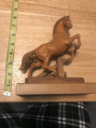 Anri Italy Hand Carved Vintage Thoroughbred Horse Bucking Up Statue Figure 8 " X6 "