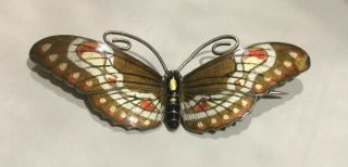 Sterling Silver Enamelled Butterfly Pin By Marius Hammer Norway.