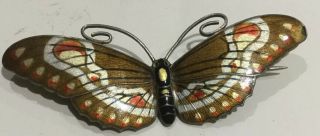 Sterling Silver Enamelled Butterfly Pin By Marius Hammer Norway. 2