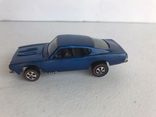 Hot Wheels Redline " Custom Barracuda " Blue W/gray Interior 1968 Mattel,  Inc.