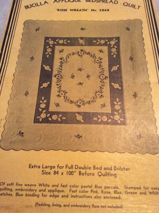 Vintage Bucilla Appliqué Quilt Top Kit: Rose Wreath