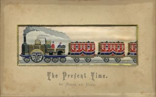 1880s Stevengraph Silk Woven Picture " The Present Time " Train,  2.  25 Carriages