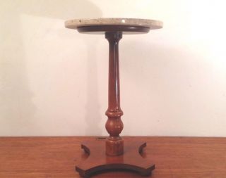 Vintage Maple & Stone Pedestal Side / Accent Table Or Plant Stand
