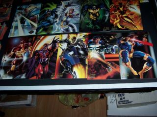 1994 Marvel Flairprint Flair Prints Complete Set Of 10 Large Cards - Nm