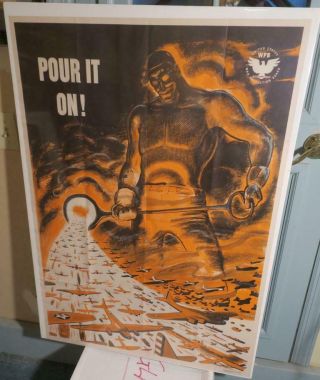 Wwii U.  S.  War Production Board Warplane Poster " Pour It On ",  Iron Worker