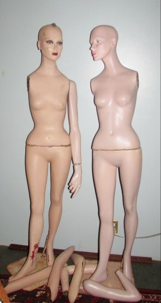 2 Vintage Female Mannequins W/arms & 1 Extra Set Of Legs And Arms