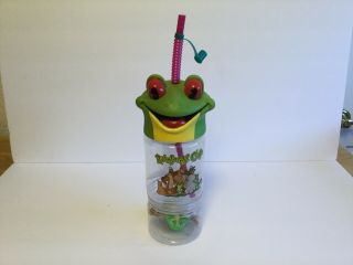Rainforest Cafe Souvenir Cup Screw On Frog Collectible 8 " Tall Figurine Bottle