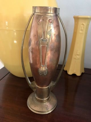 Art Nouveau Copper /brass Vase.  Vessel Urn 11 1/4” Swiss