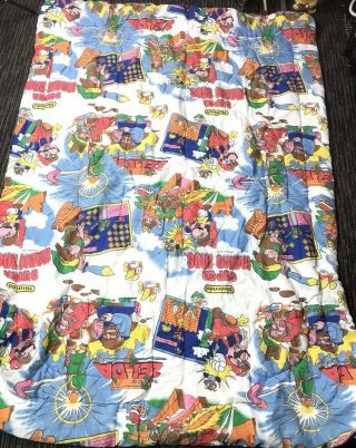Vtg 80s Rare Nintendo 1988 Mario Bros Zelda Bed Blanket Comforter USA Made 2