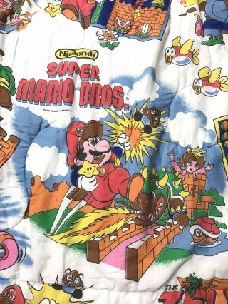 Vtg 80s Rare Nintendo 1988 Mario Bros Zelda Bed Blanket Comforter USA Made 3