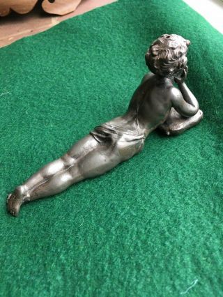 Bronzed Vtg Spelter Figure,  Young Boy ?narcissus 1920s Art Deco Finely Modelled