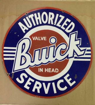 Vintage Buick Authorized Service Porcelain Enamel Double Sided Sign 42 "