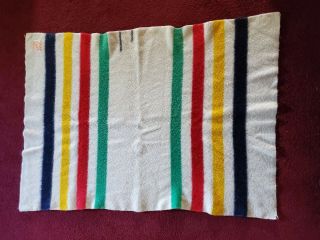 Vintage Hudsons Bay 1.  5 Point Blanket Striped Wool 51 X 36 England