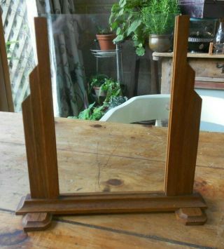 Vintage Art Deco Oak Wooden Photo Picture Frame Staggered Arms Glazed