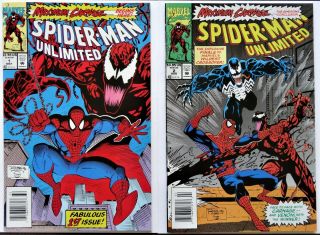 Spider - Man Unlimited 1 - 2 (1993) - Newsstands - Max.  Carnage P.  1 & 14,  Vf,