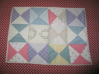 Charming Antique Primitive Hour Glass Doll Quilt - Hand Made - Cotton Shirtings