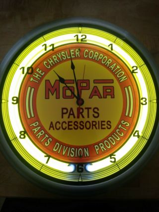 Vintage Mopar Parts Red Neon Chrysler Clock 2