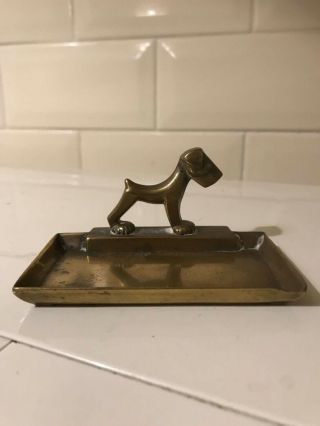 Pretty Art Deco Brass Pin/card Tray With Scotty Dog