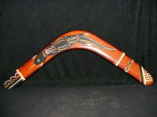 Aboriginal Art Boomerang With Hand Painted Lizard From Australia