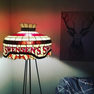 Vintage Swensen’s Ice Cream Stained Glass Tiffany Style Hanging Lamp