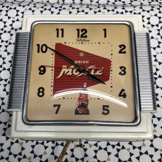 Vintage Drink Moxie Soda Cola Telechron Advertising Clock Sign
