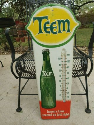 Vintage Teem Embossed Large Soda Thermometer - 60 