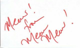 Meow Meow Autographed Index Card Famed Australian Cabaret Performer