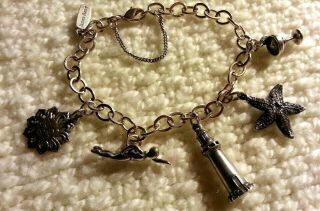James Avery Sterling Silver Charm Bracelet W/5 Charms,  Retired,  7.  75 ",  Nautical