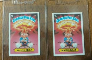 1985 Topps Uk Garbage Pail Kids Series 1 8b Blasted Billy Both Variations
